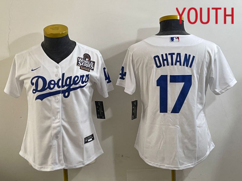 Youth Los Angeles Dodgers #17 Ohtani White Game 2024 Nike MLB Jersey style 11201->youth mlb jersey->Youth Jersey